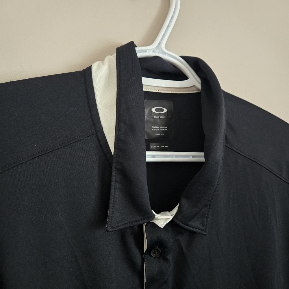 Oakley Mens Shirt Golf Collar Athletic 2XL Black Cool Dry Performance Polo - Picture 6 of 8